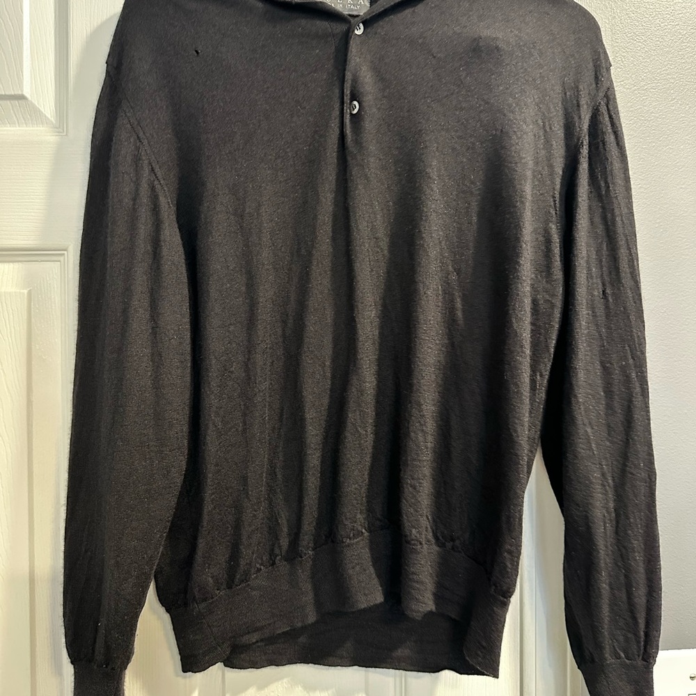 Men's SULKA Black long sleeve polo